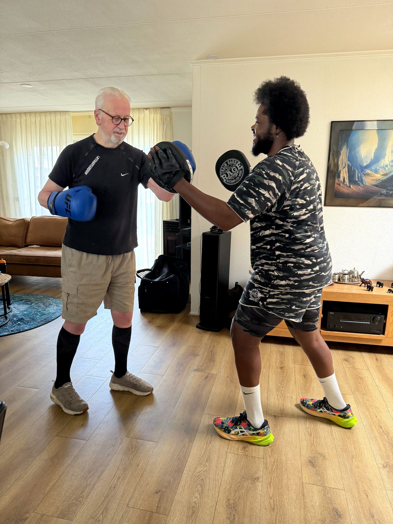 Parkinsonboksen training in de praktijk, bij Hervé thuis